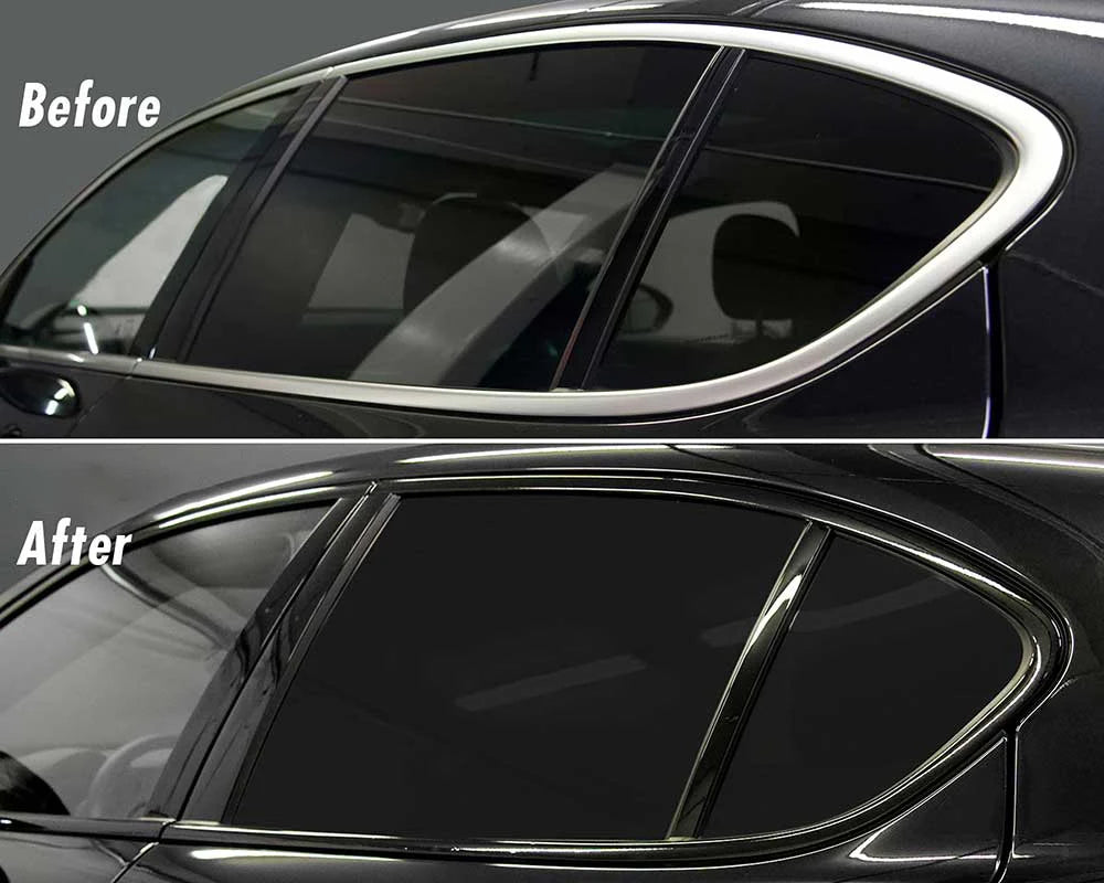 Glossy Black Vinyl Wrap Stripes Chrome