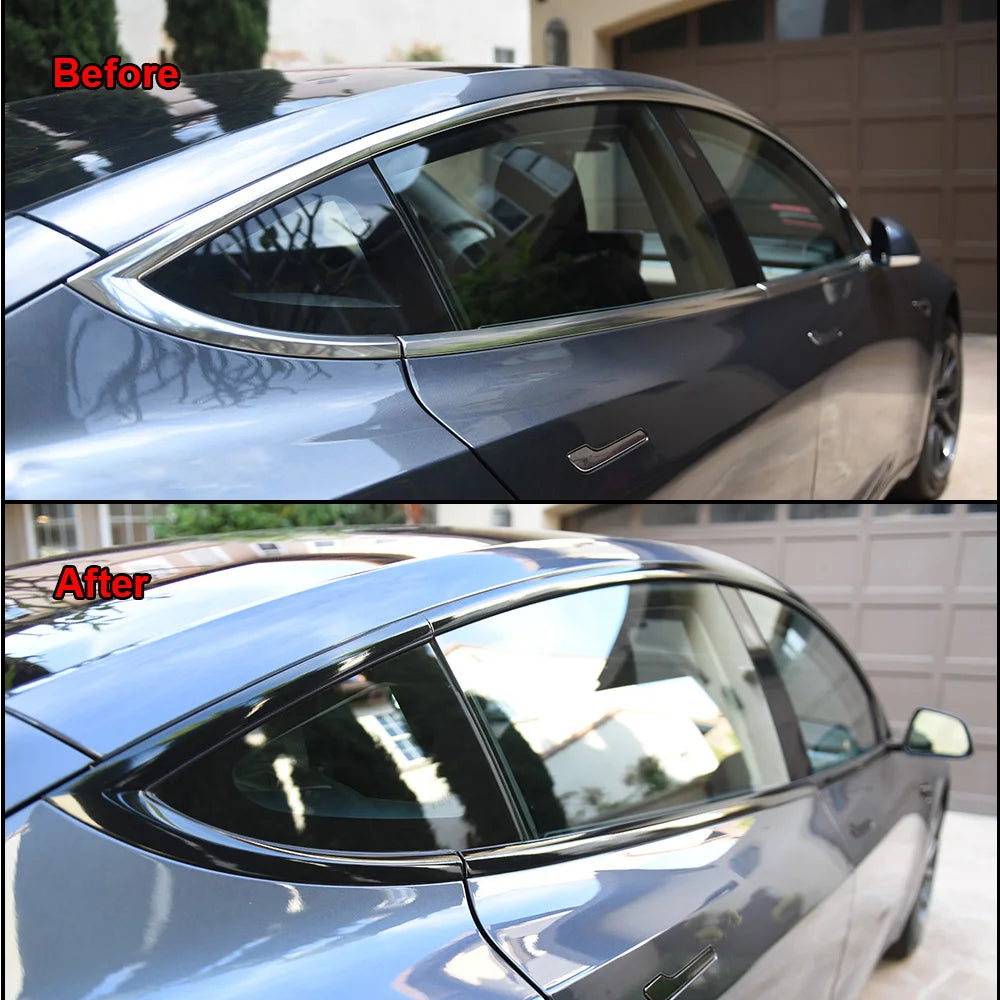Glossy Black Vinyl Wrap Stripes Chrome