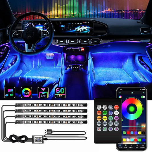 Neon LED Car Interior + Remote App Music Control