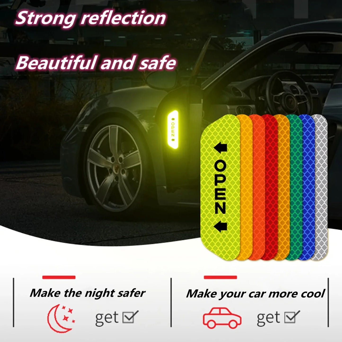 Universal Night Reflective Car Door Sticker For Safety Opening